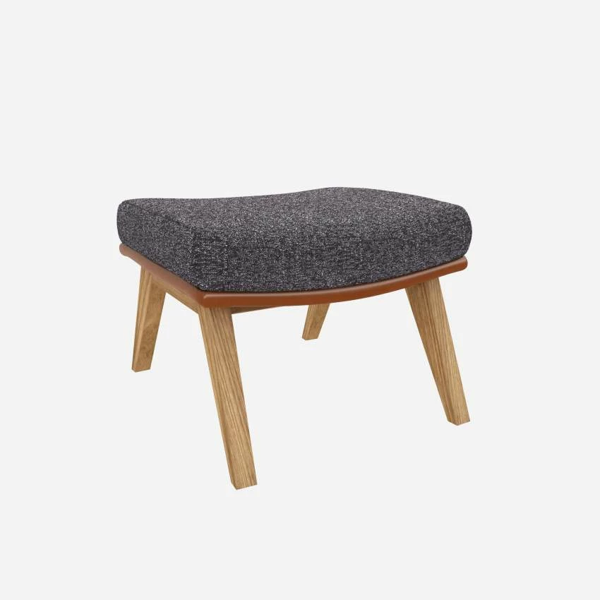 Habitat Repose-pieds En Tissu Lucca Bleu Zingué Et Cuir Vintage - Pieds Chêne 4 Habitat Repose-pieds En Tissu Lucca Bleu Zingué Et Cuir Vintage - Pieds Chêne – Image 4