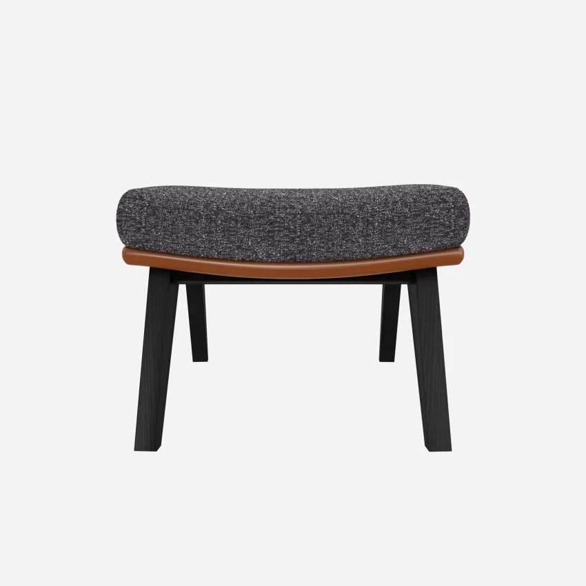 Habitat Repose-pieds En Tissu Lucca Bleu Zingué Et Cuir Vintage - Pieds Noirs 3 Habitat Repose-pieds En Tissu Lucca Bleu Zingué Et Cuir Vintage - Pieds Noirs – Image 3