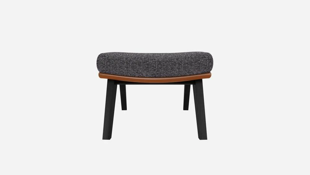 Habitat Repose-pieds En Tissu Lucca Bleu Zingué Et Cuir Vintage - Pieds Noirs 5 Habitat Repose-pieds En Tissu Lucca Bleu Zingué Et Cuir Vintage - Pieds Noirs – Image 5