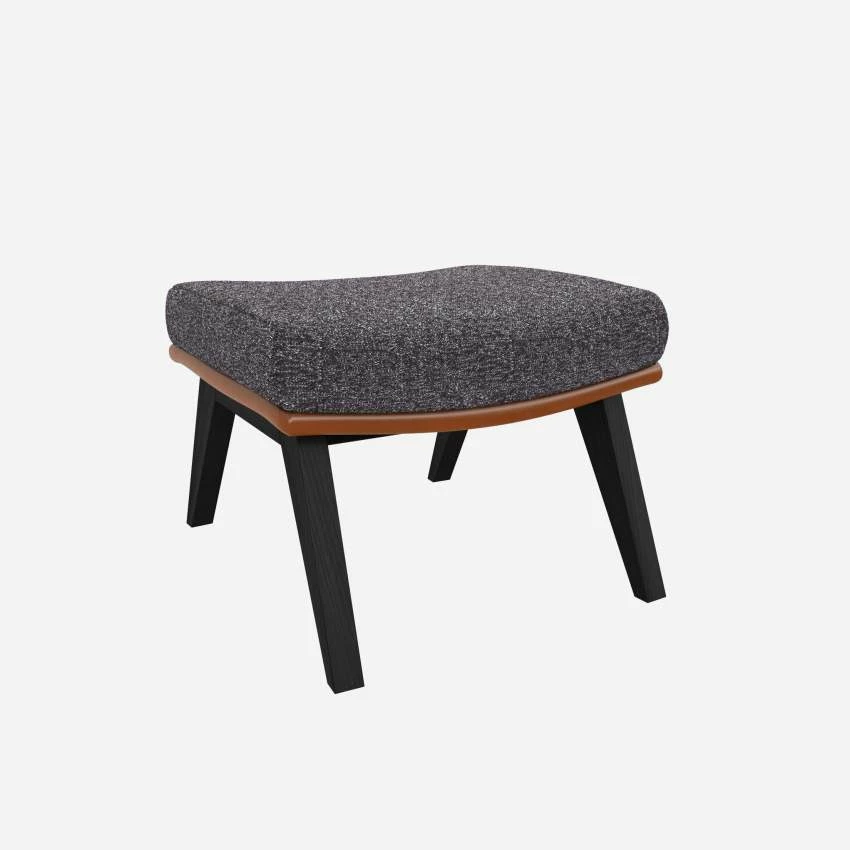 Habitat Repose-pieds En Tissu Lucca Bleu Zingué Et Cuir Vintage - Pieds Noirs 4 Habitat Repose-pieds En Tissu Lucca Bleu Zingué Et Cuir Vintage - Pieds Noirs – Image 4