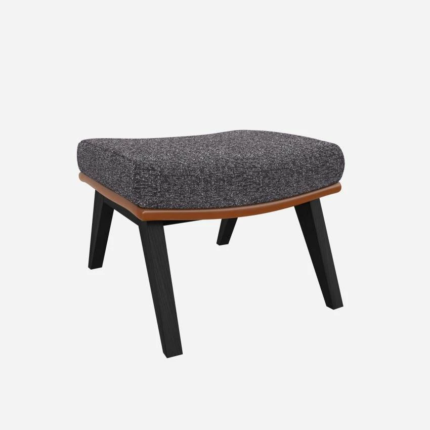 Habitat Repose-pieds En Tissu Lucca Bleu Zingué Et Cuir Vintage - Pieds Noirs 2 Habitat Repose-pieds En Tissu Lucca Bleu Zingué Et Cuir Vintage - Pieds Noirs – Image 2