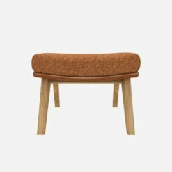 Habitat Repose-pieds En Tissu Lucca Marron Noisetteet Cuir Vintage - Pieds Chêne