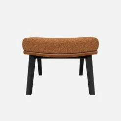 Habitat Repose-pieds En Tissu Lucca Marron Noisetteet Cuir Vintage - Pieds Noirs