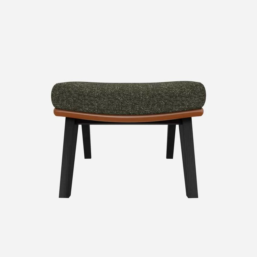 Habitat Repose-pieds En Tissu Lucca Vert Mousse Et Cuir Vintage - Pieds Noirs 3 Habitat Repose-pieds En Tissu Lucca Vert Mousse Et Cuir Vintage - Pieds Noirs – Image 3