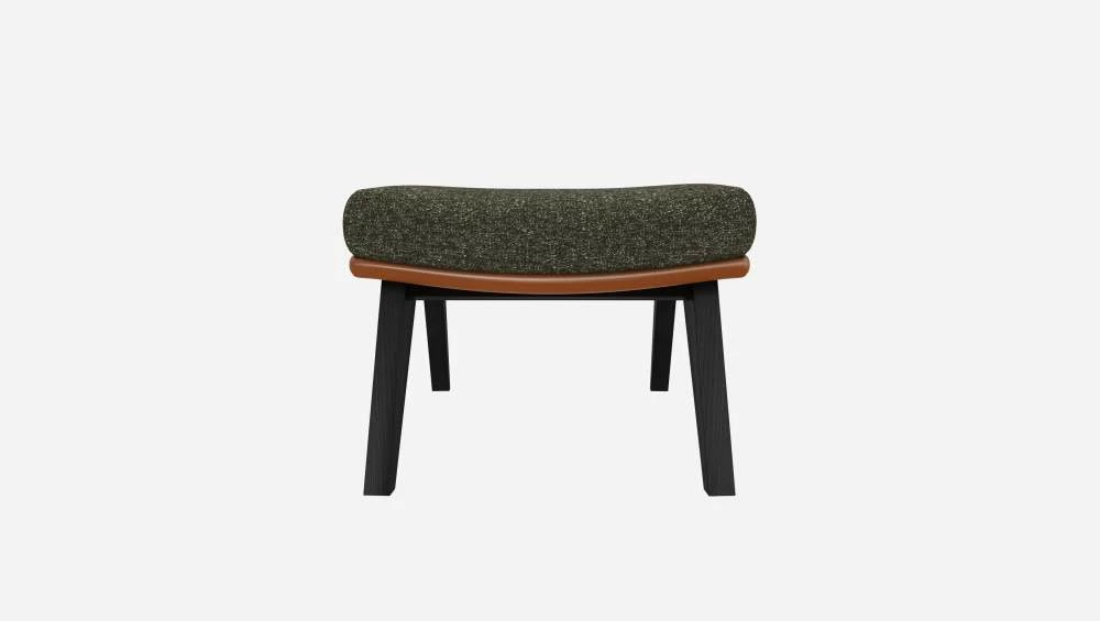 Habitat Repose-pieds En Tissu Lucca Vert Mousse Et Cuir Vintage - Pieds Noirs 5 Habitat Repose-pieds En Tissu Lucca Vert Mousse Et Cuir Vintage - Pieds Noirs – Image 5