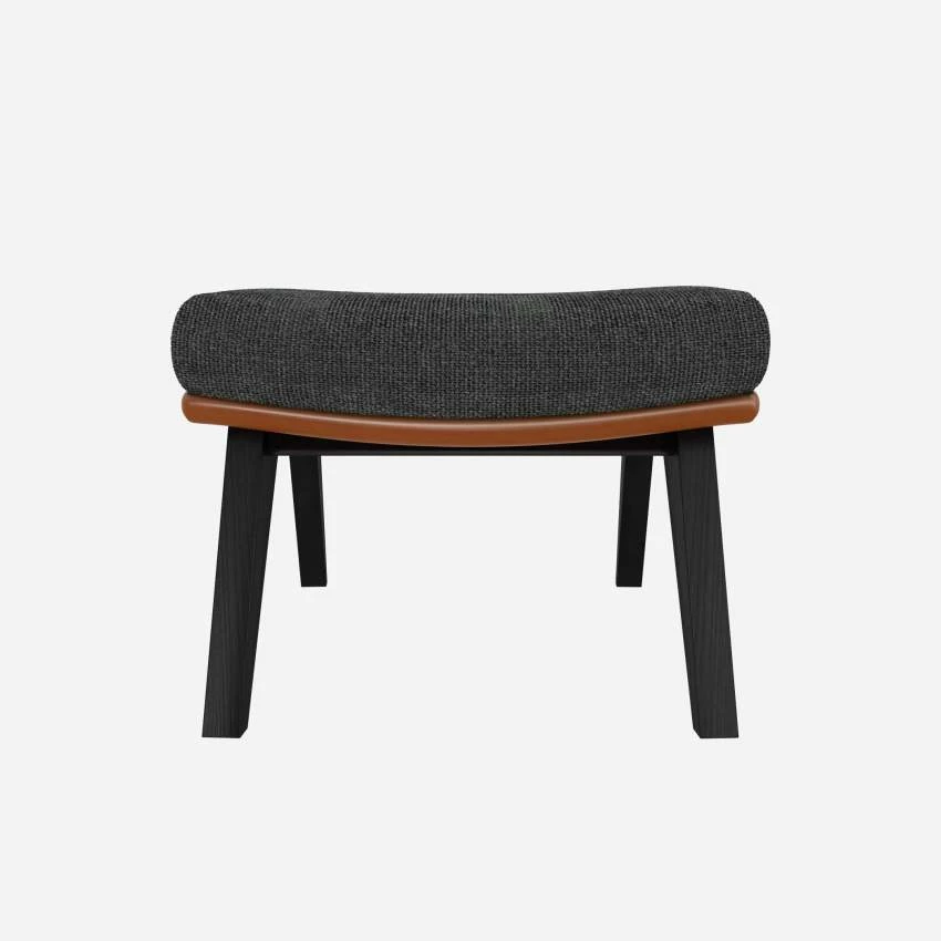 Habitat Repose-pieds En Tissu Melina Gris Ardoise Et Cuir Vintage - Pieds Noirs 1 Habitat Repose-pieds En Tissu Melina Gris Ardoise Et Cuir Vintage - Pieds Noirs