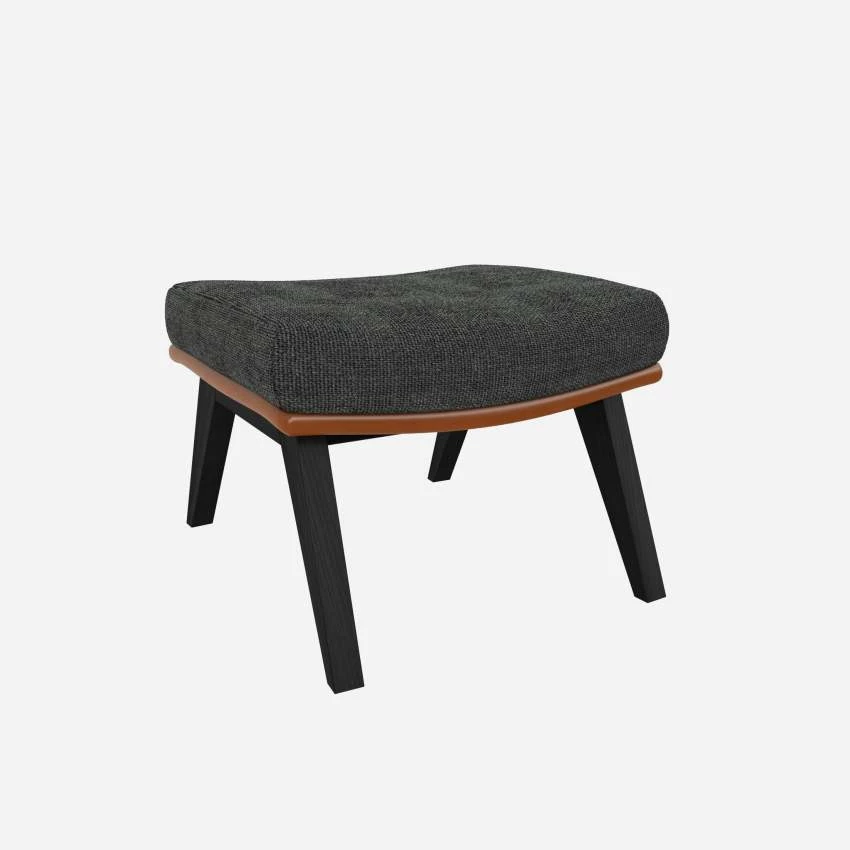 Habitat Repose-pieds En Tissu Melina Gris Ardoise Et Cuir Vintage - Pieds Noirs 4 Habitat Repose-pieds En Tissu Melina Gris Ardoise Et Cuir Vintage - Pieds Noirs – Image 4
