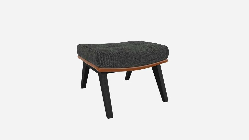 Habitat Repose-pieds En Tissu Melina Gris Ardoise Et Cuir Vintage - Pieds Noirs 6 Habitat Repose-pieds En Tissu Melina Gris Ardoise Et Cuir Vintage - Pieds Noirs – Image 6