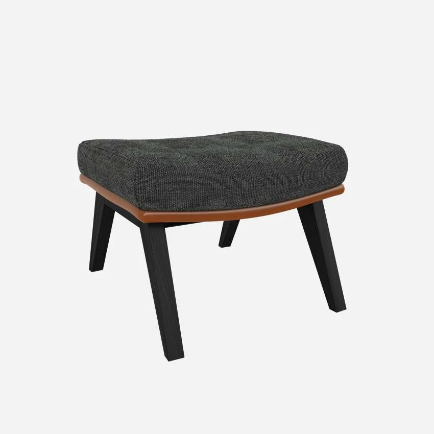 Habitat Repose-pieds En Tissu Melina Gris Ardoise Et Cuir Vintage - Pieds Noirs 2 Habitat Repose-pieds En Tissu Melina Gris Ardoise Et Cuir Vintage - Pieds Noirs – Image 2