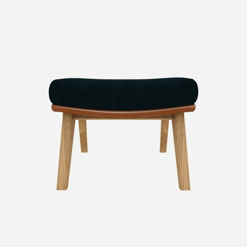 Habitat Repose-pieds En Tissu Melina Bleu Encre Et Cuir Vintage - Pieds Chêne 3 Habitat Repose-pieds En Tissu Melina Bleu Encre Et Cuir Vintage - Pieds Chêne – Image 3