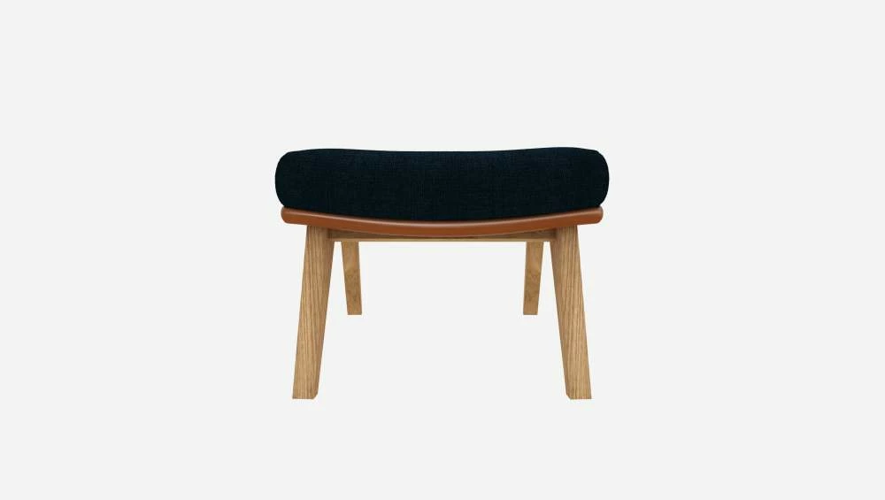 Habitat Repose-pieds En Tissu Melina Bleu Encre Et Cuir Vintage - Pieds Chêne 5 Habitat Repose-pieds En Tissu Melina Bleu Encre Et Cuir Vintage - Pieds Chêne – Image 5