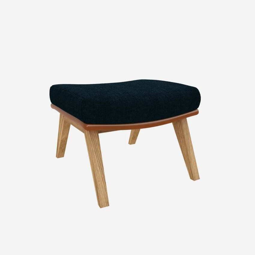 Habitat Repose-pieds En Tissu Melina Bleu Encre Et Cuir Vintage - Pieds Chêne 4 Habitat Repose-pieds En Tissu Melina Bleu Encre Et Cuir Vintage - Pieds Chêne – Image 4
