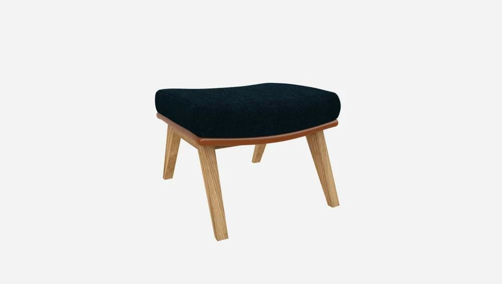 Habitat Repose-pieds En Tissu Melina Bleu Encre Et Cuir Vintage - Pieds Chêne 6 Habitat Repose-pieds En Tissu Melina Bleu Encre Et Cuir Vintage - Pieds Chêne – Image 6