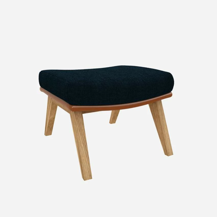 Habitat Repose-pieds En Tissu Melina Bleu Encre Et Cuir Vintage - Pieds Chêne 2 Habitat Repose-pieds En Tissu Melina Bleu Encre Et Cuir Vintage - Pieds Chêne – Image 2