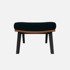 Habitat Repose-pieds En Tissu Melina Bleu Encre Et Cuir Vintage - Pieds Noirs -meubles boutique dena repose p melina bleu cr vt p noir 10275413 1