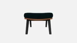 Habitat Repose-pieds En Tissu Melina Bleu Encre Et Cuir Vintage - Pieds Noirs -meubles boutique dena repose p melina bleu cr vt p noir 10275413 2