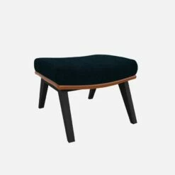 Habitat Repose-pieds En Tissu Melina Bleu Encre Et Cuir Vintage - Pieds Noirs -meubles boutique dena repose p melina bleu cr vt p noir 10275417 1