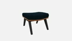 Habitat Repose-pieds En Tissu Melina Bleu Encre Et Cuir Vintage - Pieds Noirs -meubles boutique dena repose p melina bleu cr vt p noir 10275417 2