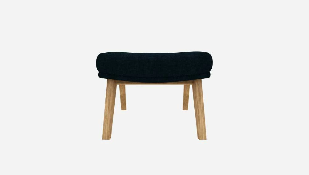 Habitat Repose-pieds En Tissu Melina - Bleu Encre - Pieds Chêne 5 Habitat Repose-pieds En Tissu Melina - Bleu Encre - Pieds Chêne – Image 5