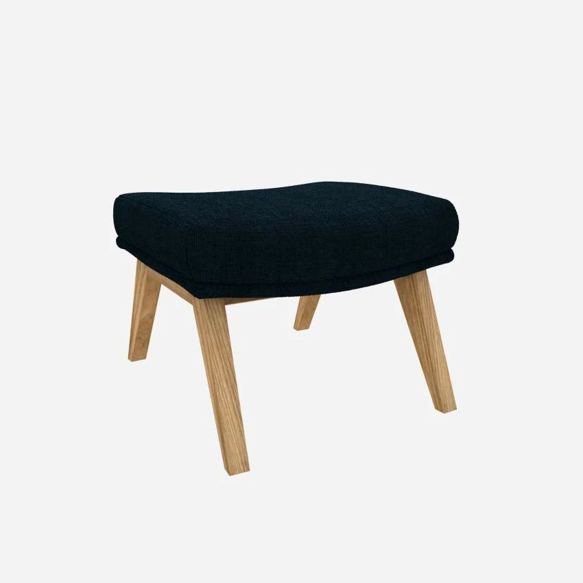 Habitat Repose-pieds En Tissu Melina - Bleu Encre - Pieds Chêne 4 Habitat Repose-pieds En Tissu Melina - Bleu Encre - Pieds Chêne – Image 4
