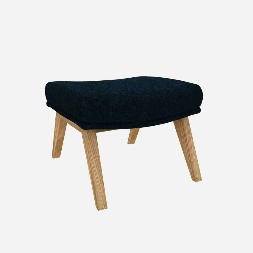 Habitat Repose-pieds En Tissu Melina - Bleu Encre - Pieds Chêne 2 Habitat Repose-pieds En Tissu Melina - Bleu Encre - Pieds Chêne – Image 2