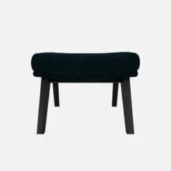 Habitat Repose-pieds En Tissu Melina - Bleu Encre - Pieds Noirs