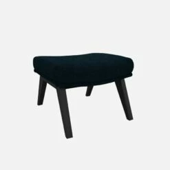 Habitat Repose-pieds En Tissu Melina - Bleu Encre - Pieds Noirs -meubles boutique dena repose p melina bleu p noir 10275513 1
