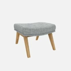 Habitat Repose-pieds En Tissu Melina - Gris Asphalte - Pieds Chêne -meubles boutique dena repose p melina gris clair p chene 10275473 1