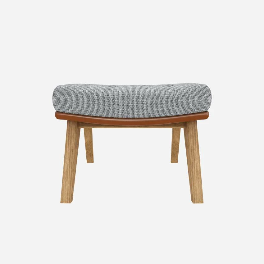 Habitat Repose-pieds En Tissu Melina Gris Asphalte Et Cuir Vintage - Pieds Chêne 3 Habitat Repose-pieds En Tissu Melina Gris Asphalte Et Cuir Vintage - Pieds Chêne – Image 3