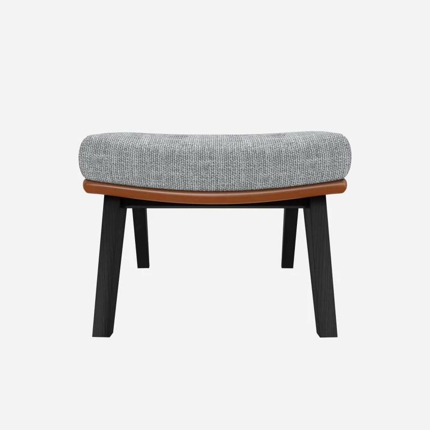 Habitat Repose-pieds En Tissu Melina Gris Asphalte Et Cuir Vintage - Pieds Noirs 1 Habitat Repose-pieds En Tissu Melina Gris Asphalte Et Cuir Vintage - Pieds Noirs