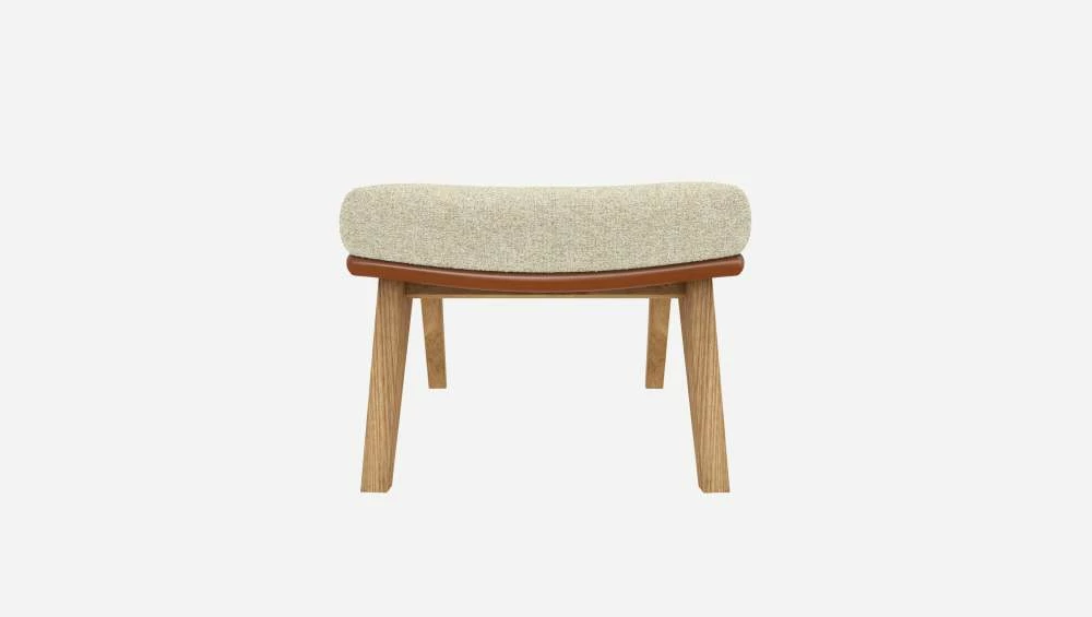 Habitat Repose-pieds En Tissu Venezia Blanc Craie Et Cuir Vintage - Pieds Chêne 5 Habitat Repose-pieds En Tissu Venezia Blanc Craie Et Cuir Vintage - Pieds Chêne – Image 5