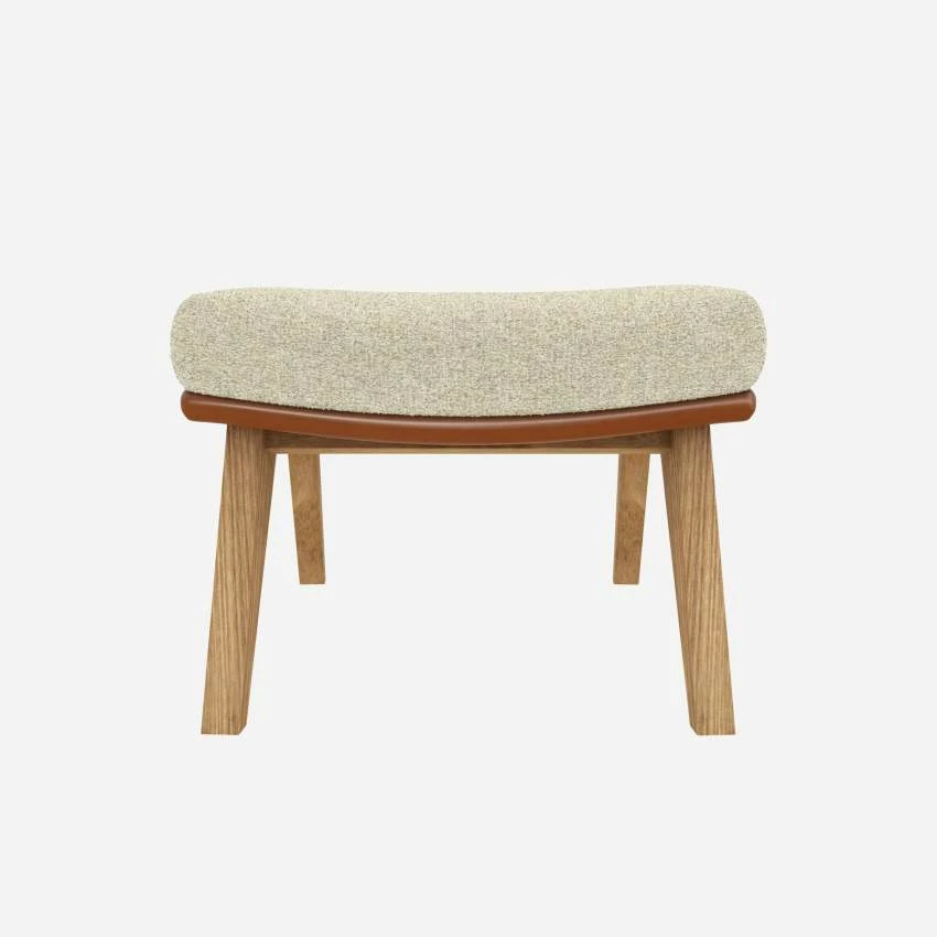 Habitat Repose-pieds En Tissu Venezia Blanc Craie Et Cuir Vintage - Pieds Chêne 1 Habitat Repose-pieds En Tissu Venezia Blanc Craie Et Cuir Vintage - Pieds Chêne