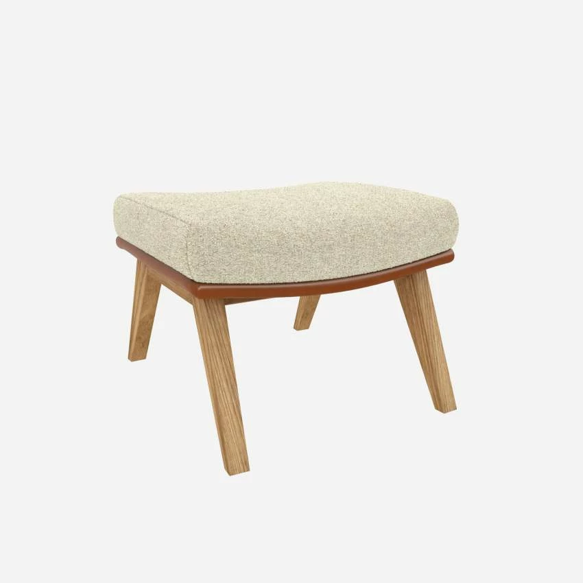 Habitat Repose-pieds En Tissu Venezia Blanc Craie Et Cuir Vintage - Pieds Chêne 4 Habitat Repose-pieds En Tissu Venezia Blanc Craie Et Cuir Vintage - Pieds Chêne – Image 4