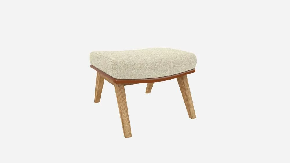 Habitat Repose-pieds En Tissu Venezia Blanc Craie Et Cuir Vintage - Pieds Chêne 6 Habitat Repose-pieds En Tissu Venezia Blanc Craie Et Cuir Vintage - Pieds Chêne – Image 6