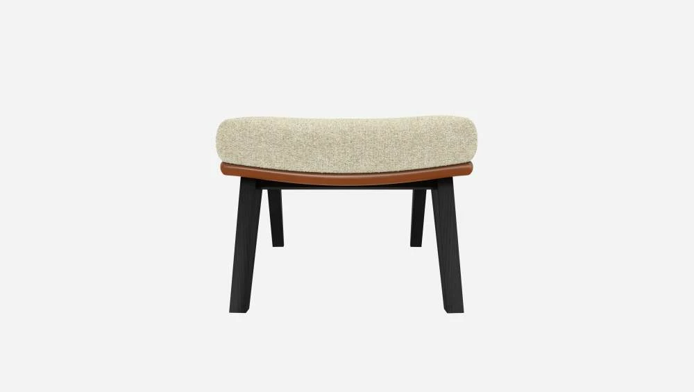 Habitat Repose-pieds En Tissu Venezia Blanc Craie Et Cuir Vintage - Pieds Noirs 5 Habitat Repose-pieds En Tissu Venezia Blanc Craie Et Cuir Vintage - Pieds Noirs – Image 5