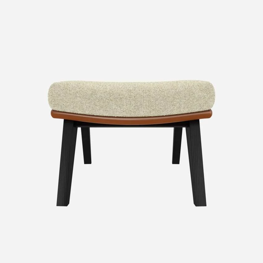 Habitat Repose-pieds En Tissu Venezia Blanc Craie Et Cuir Vintage - Pieds Noirs 1 Habitat Repose-pieds En Tissu Venezia Blanc Craie Et Cuir Vintage - Pieds Noirs