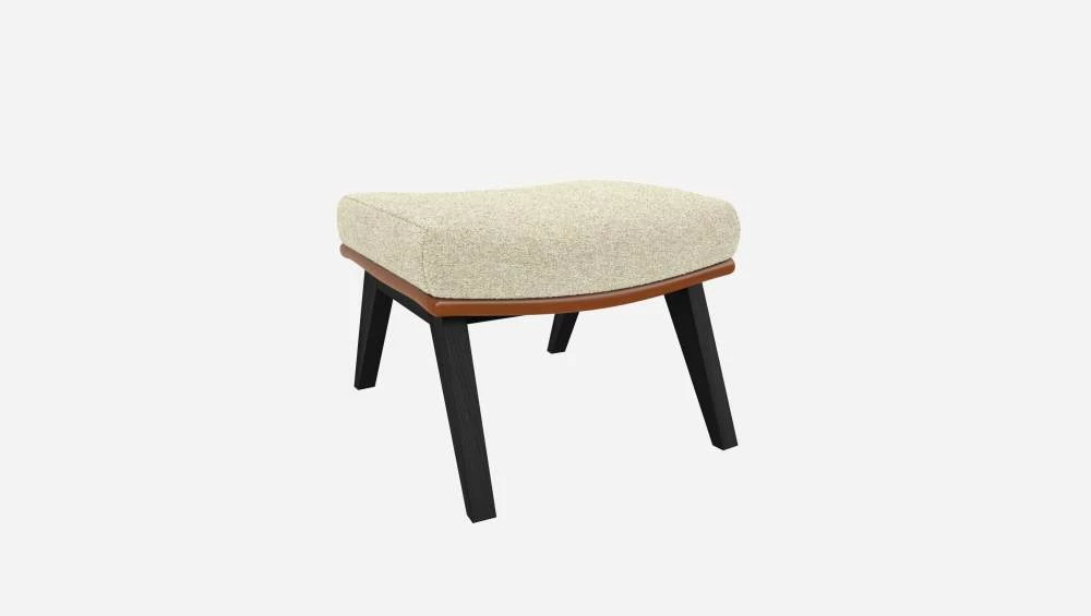 Habitat Repose-pieds En Tissu Venezia Blanc Craie Et Cuir Vintage - Pieds Noirs 6 Habitat Repose-pieds En Tissu Venezia Blanc Craie Et Cuir Vintage - Pieds Noirs – Image 6