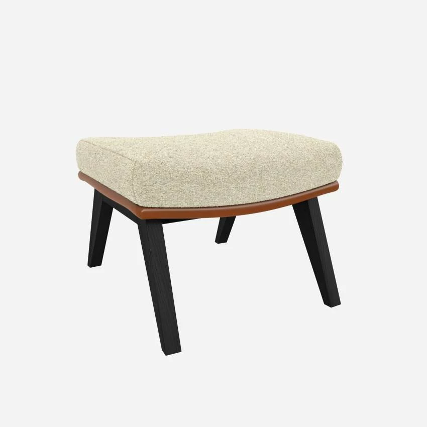 Habitat Repose-pieds En Tissu Venezia Blanc Craie Et Cuir Vintage - Pieds Noirs 2 Habitat Repose-pieds En Tissu Venezia Blanc Craie Et Cuir Vintage - Pieds Noirs – Image 2