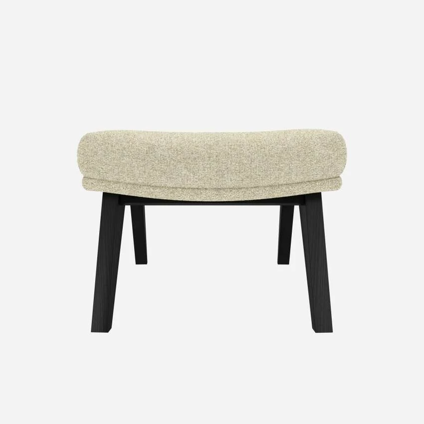 Habitat Repose-pieds En Tissu Venezia - Blanc Craie - Pieds Noirs 1 Habitat Repose-pieds En Tissu Venezia - Blanc Craie - Pieds Noirs