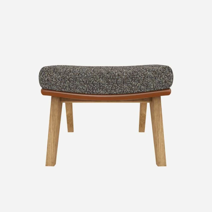 Habitat Repose-pieds En Tissu Venezia Bleu Zingué Et Cuir Vintage - Pieds Chêne 1 Habitat Repose-pieds En Tissu Venezia Bleu Zingué Et Cuir Vintage - Pieds Chêne