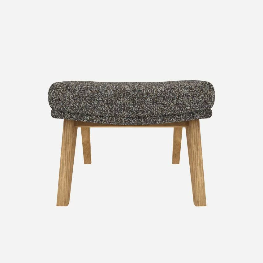 Habitat Repose-pieds En Tissu Venezia - Bleu Zingué - Pieds Chêne 1 Habitat Repose-pieds En Tissu Venezia - Bleu Zingué - Pieds Chêne