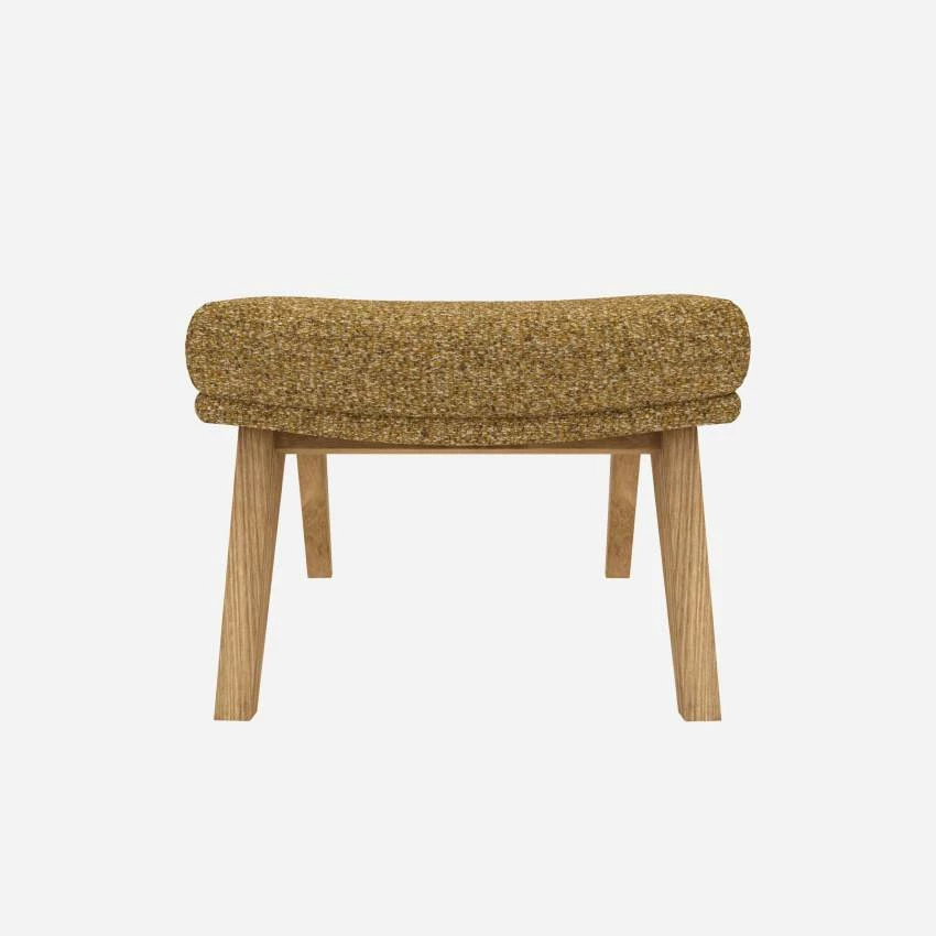 Habitat Repose-pieds En Tissu Venezia - Jaune épice - Pieds Chêne 3 Habitat Repose-pieds En Tissu Venezia - Jaune épice - Pieds Chêne – Image 3