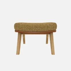 Habitat Repose-pieds En Tissu Venezia Jaune épice Et Cuir Vintage - Pieds Chêne -meubles boutique dena repose p venezia moutarde vt chene 10275117 1