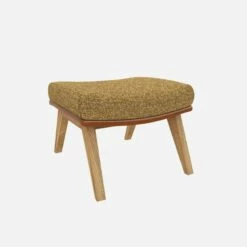 Habitat Repose-pieds En Tissu Venezia Jaune épice Et Cuir Vintage - Pieds Chêne -meubles boutique dena repose p venezia moutarde vt chene 10275121 1