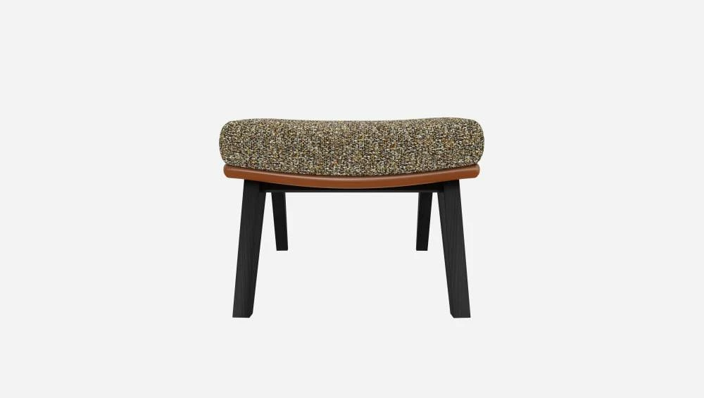 Habitat Repose-pieds En Tissu Venezia Vert Lichen Et Cuir Vintage - Pieds Noirs 5 Habitat Repose-pieds En Tissu Venezia Vert Lichen Et Cuir Vintage - Pieds Noirs – Image 5