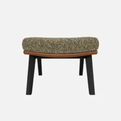 Habitat Repose-pieds En Tissu Venezia Vert Lichen Et Cuir Vintage - Pieds Noirs