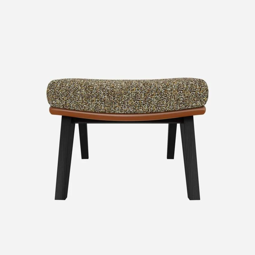 Habitat Repose-pieds En Tissu Venezia Vert Lichen Et Cuir Vintage - Pieds Noirs 1 Habitat Repose-pieds En Tissu Venezia Vert Lichen Et Cuir Vintage - Pieds Noirs