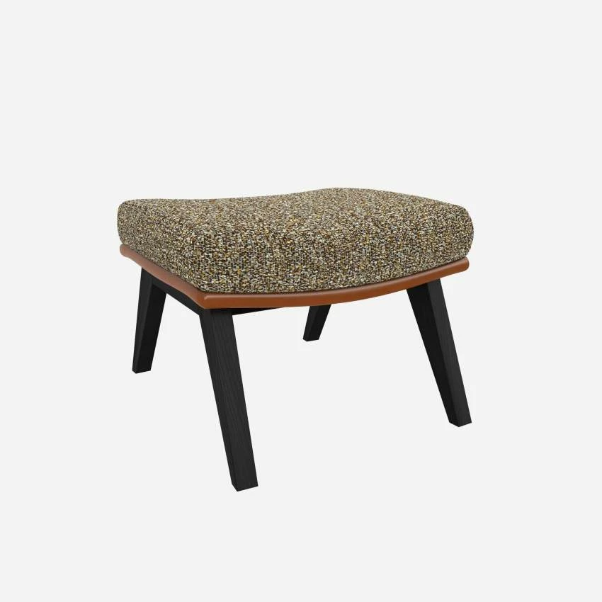 Habitat Repose-pieds En Tissu Venezia Vert Lichen Et Cuir Vintage - Pieds Noirs 4 Habitat Repose-pieds En Tissu Venezia Vert Lichen Et Cuir Vintage - Pieds Noirs – Image 4