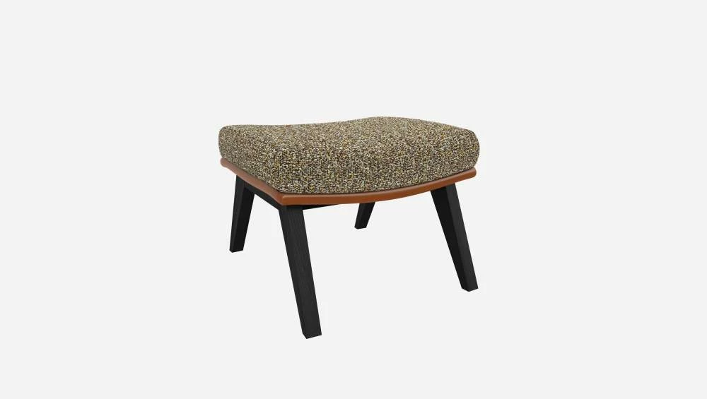 Habitat Repose-pieds En Tissu Venezia Vert Lichen Et Cuir Vintage - Pieds Noirs 6 Habitat Repose-pieds En Tissu Venezia Vert Lichen Et Cuir Vintage - Pieds Noirs – Image 6