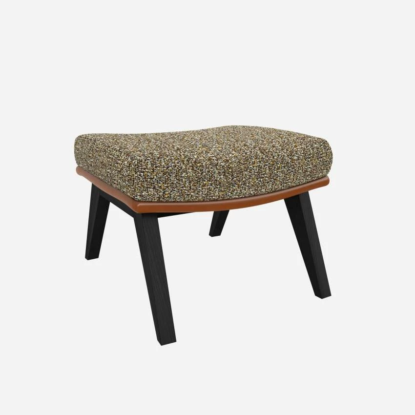 Habitat Repose-pieds En Tissu Venezia Vert Lichen Et Cuir Vintage - Pieds Noirs 2 Habitat Repose-pieds En Tissu Venezia Vert Lichen Et Cuir Vintage - Pieds Noirs – Image 2